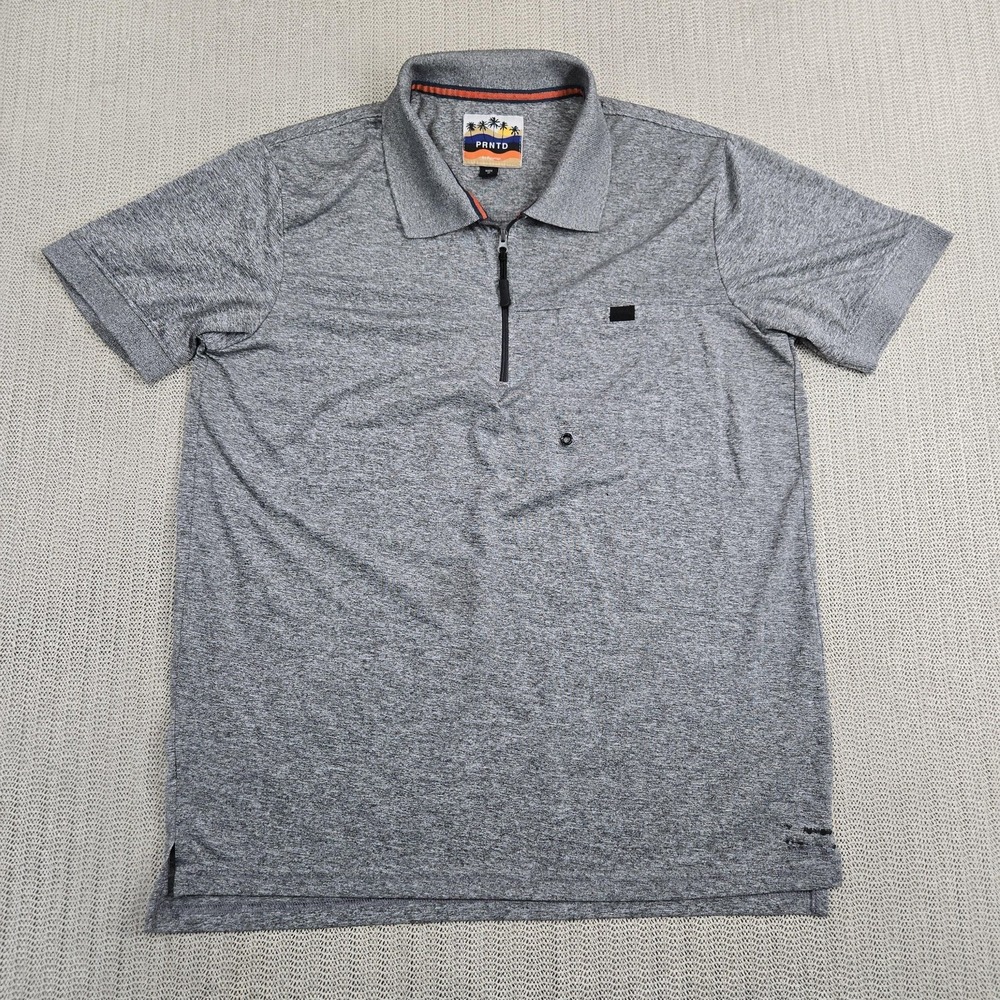 PRNTD Shirt Mens Small Gray Quarter Zip Polo Performance Golf Casual Stretch